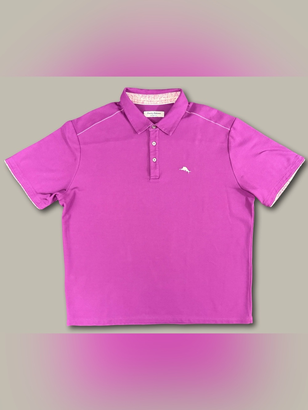 Tommy Bahama IslandZone Performance Golf Polo Shirt Men XL Pink Magenta Marlin